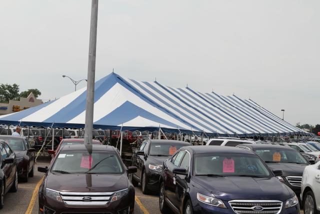 Rental store for 40w Striped- Blue White, 40x120 Canopy in Ann Arbor MI